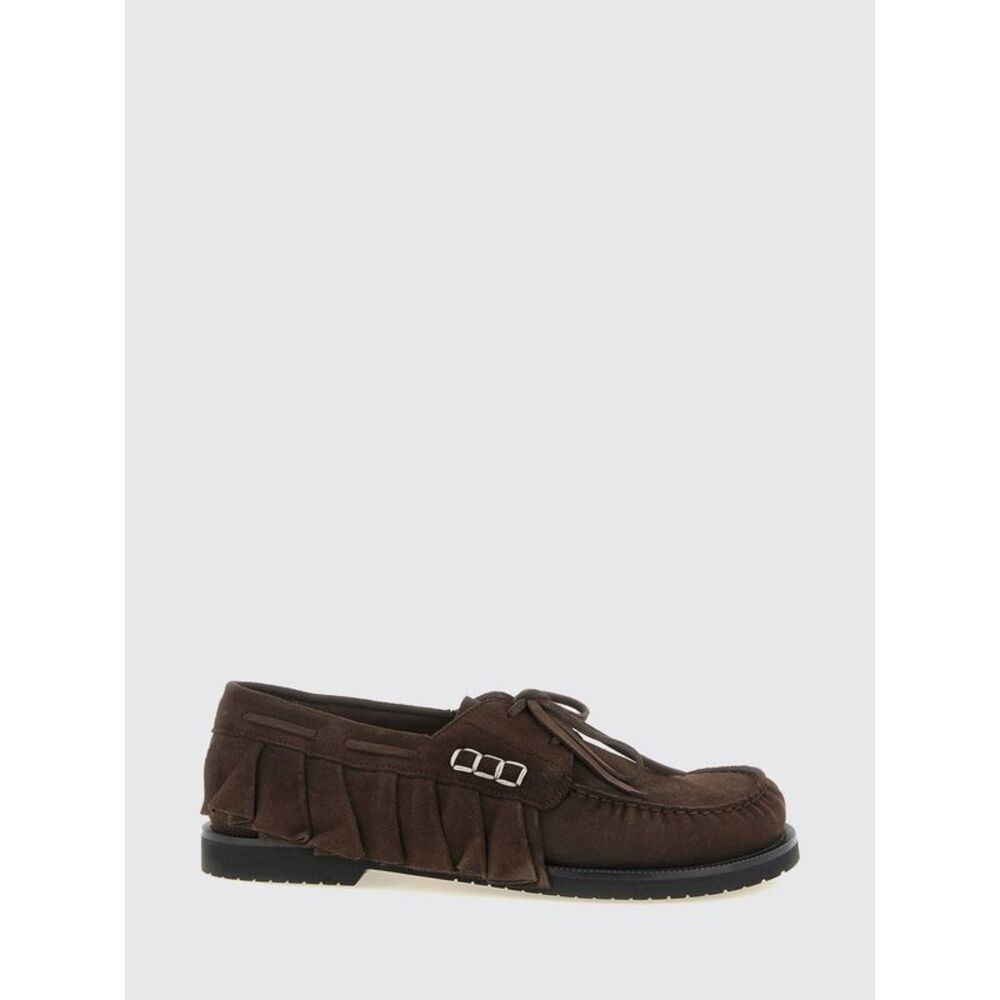Jw Anderson Men Jw Anderson Suede Boat Shoes With Ruffles And A Round Toe